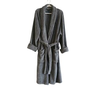 Tommy Bahama Plush Bathrobe Men's Large Gray Thick Pockets Cozy Comfy Marlin